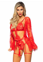 3 Pc Eyelash Lace Garter Teddy