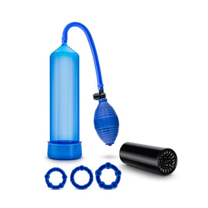 Blush Novelties Go Big Quickie Kit - Performance and Pleasure Enhancing System - Penis Pump for Longer Erection - Rings to Stay