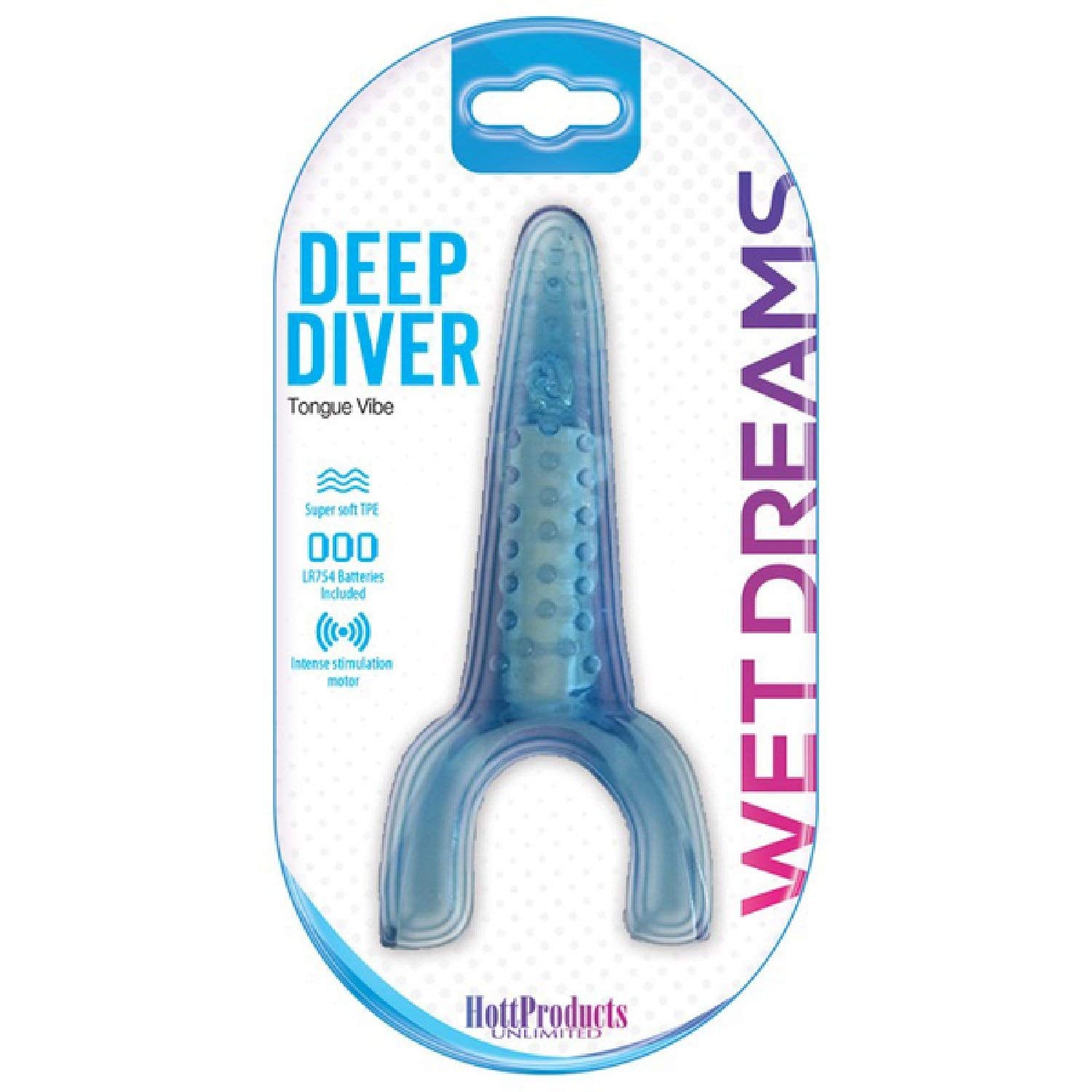 Hott Products Unlimited 67493: Tongue Star Deep Diver Vibe Tongue Blue