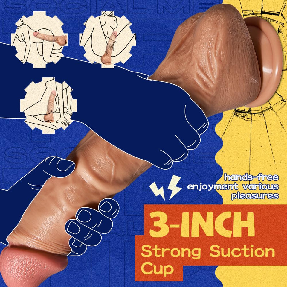 Lubisey 11.8 inch Huge Thick Dildo with Lifelike Texture, G-spot Realistic Dildos with Strong Suction Cup for Hands-Free Play, B