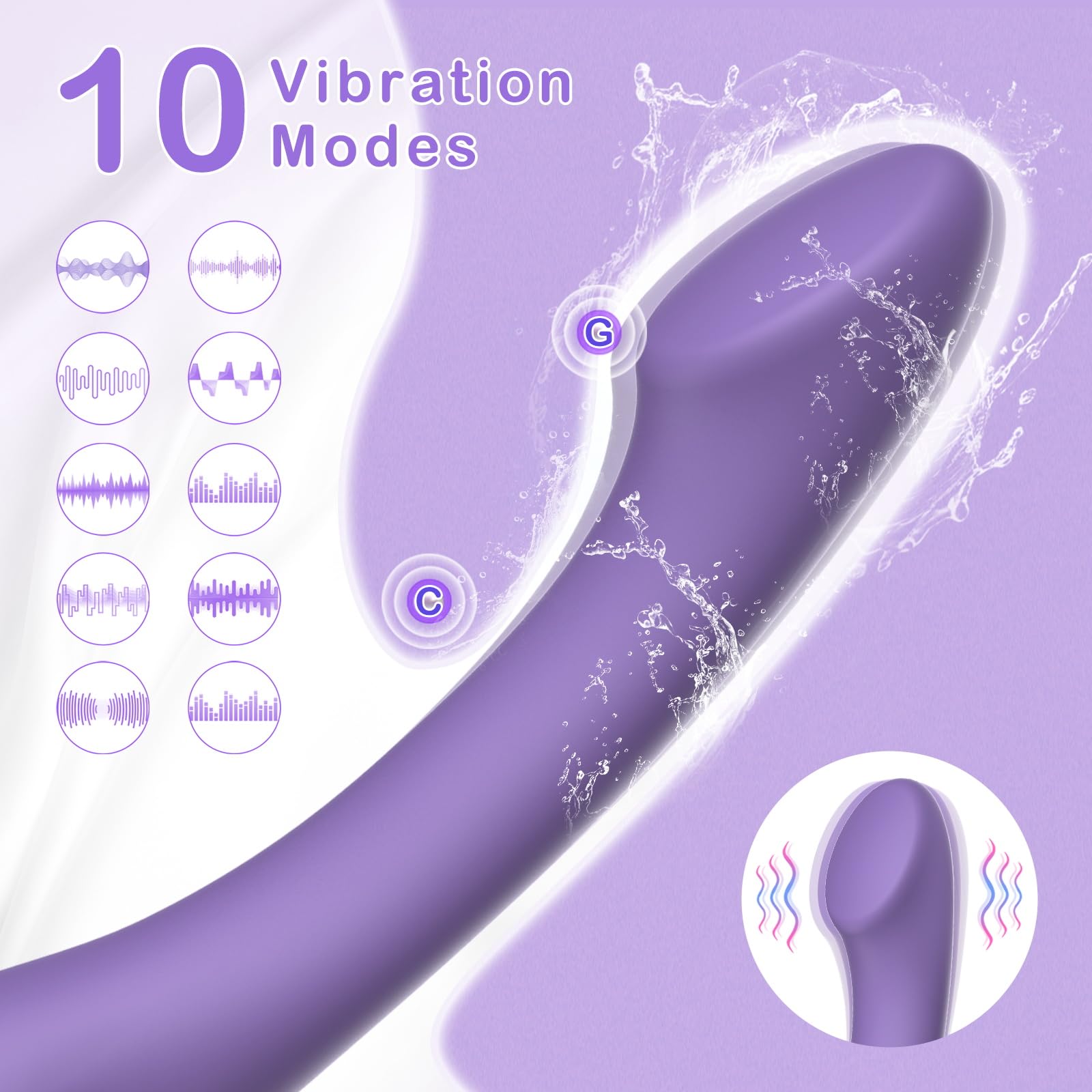 FBAUMSX G Spot Vibrator Sex Toys - Ergonomics Curved Clitoral G Spot Anal Stimulator Dildo, Adult Toys with 10 Powerful Vibratin