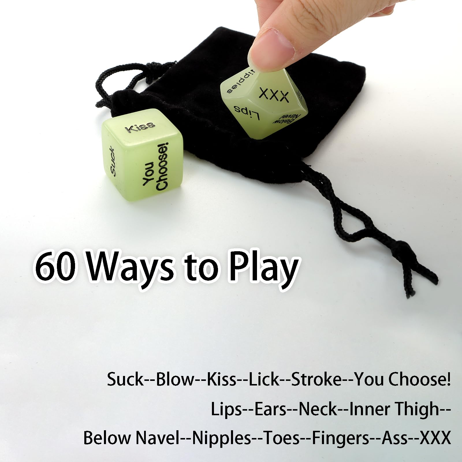 Naughty Sex Dice Set for Adults Couple Funny Glow in The Dark Love Dice for Anniversary Valentines Couple Game Choices,60 Ways t