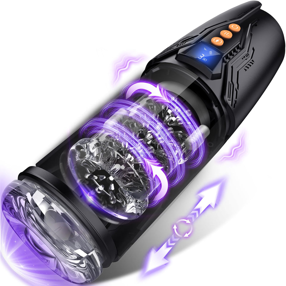 Male Masturbator Sex Toys for Men, Uoffile Adult Sex Toy with 7 Rotating & Thrusting & 10 Vibrating Modes, Dual Motors Pocket Pu