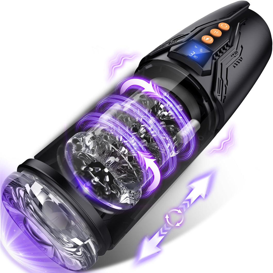 Male Masturbator Sex Toys for Men, Uoffile Adult Sex Toy with 7 Rotating & Thrusting & 10 Vibrating Modes, Dual Motors Pocket Pu