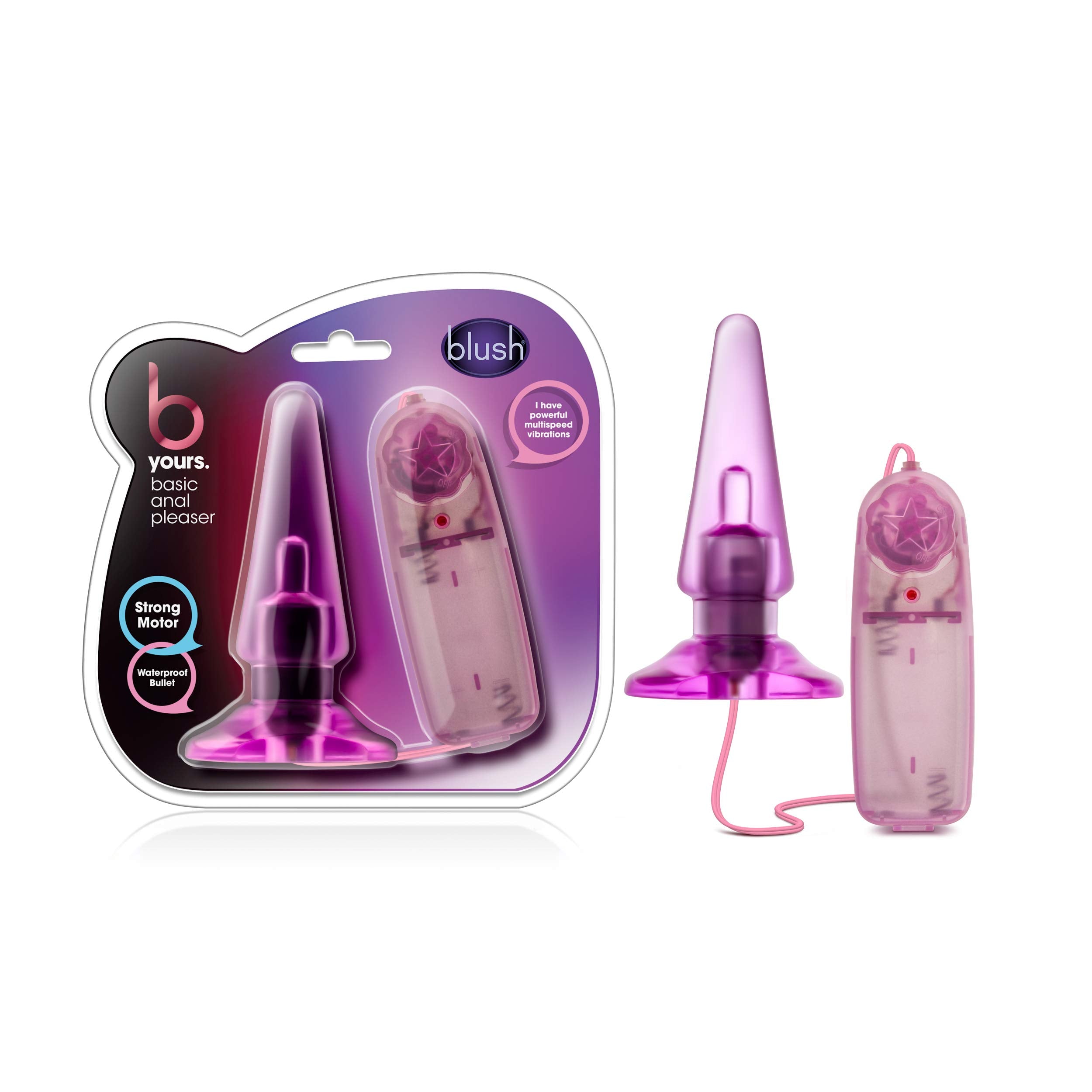 Blush B Yours Basic Pleaser 4.25 Butt Plug, Beginners Remote-Controlled Vibrating Anal Plug - Multi-Speed, Tapered, Splashproof,