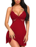 Avidlove Women Lingerie Valentines Lingerie Lace Chemise Sleepwear Babydoll Nightgown Teddy Lingerie Dark Red