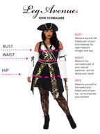 4Pc.Black Sea Buccaneer,Dress,Sleeves W/Wrap,Belt,Hat Large Black/Gold
