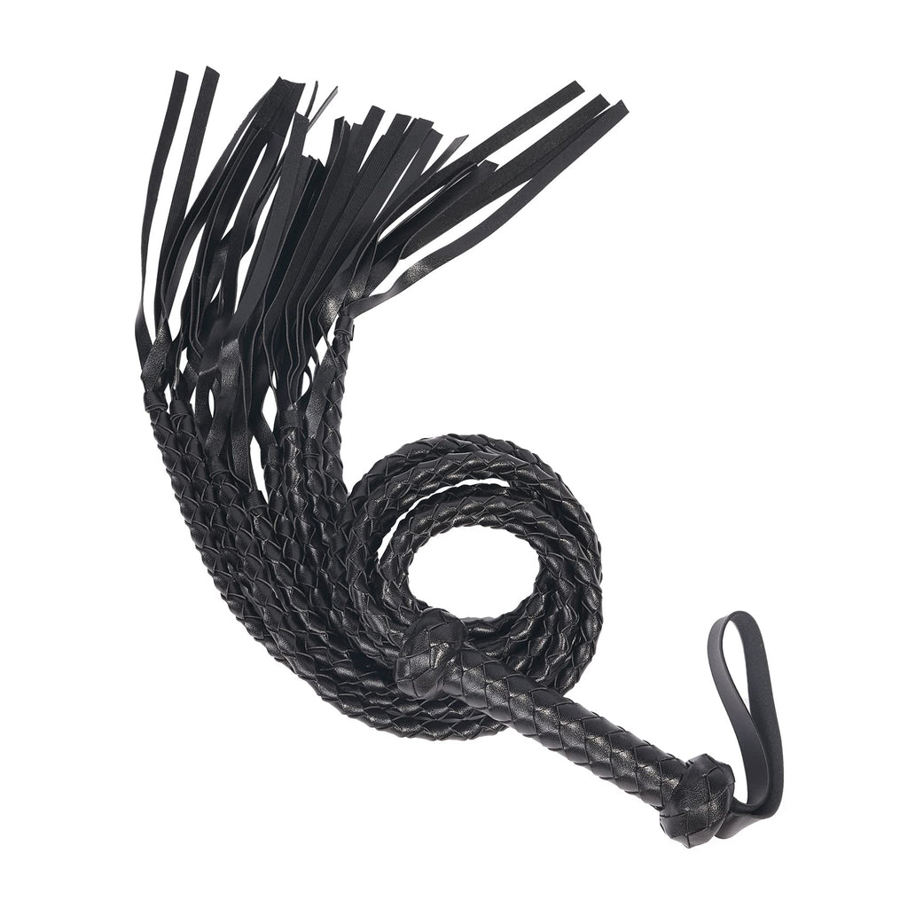 VENESUN Bondage Spanking Flogger, 31.5inch Faux Leather Whips for Adult BDSM Play, Black