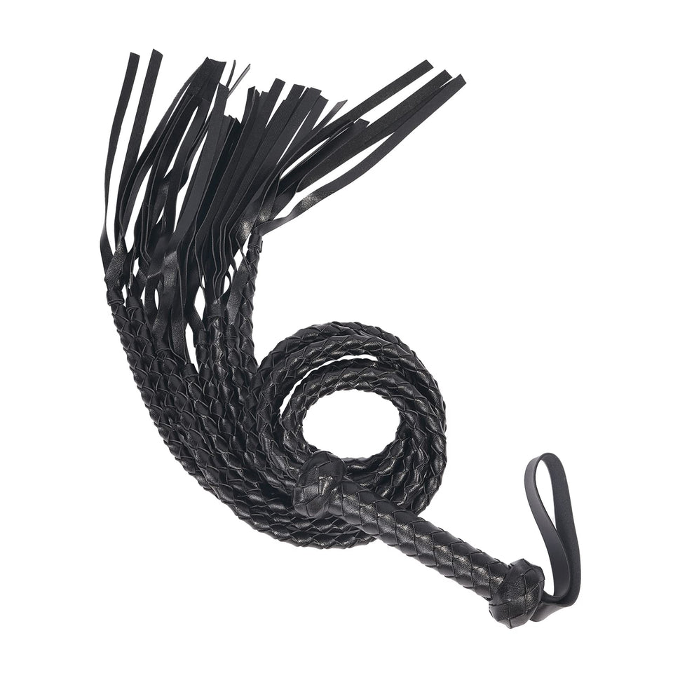 VENESUN Bondage Spanking Flogger, 31.5inch Faux Leather Whips for Adult BDSM Play, Black