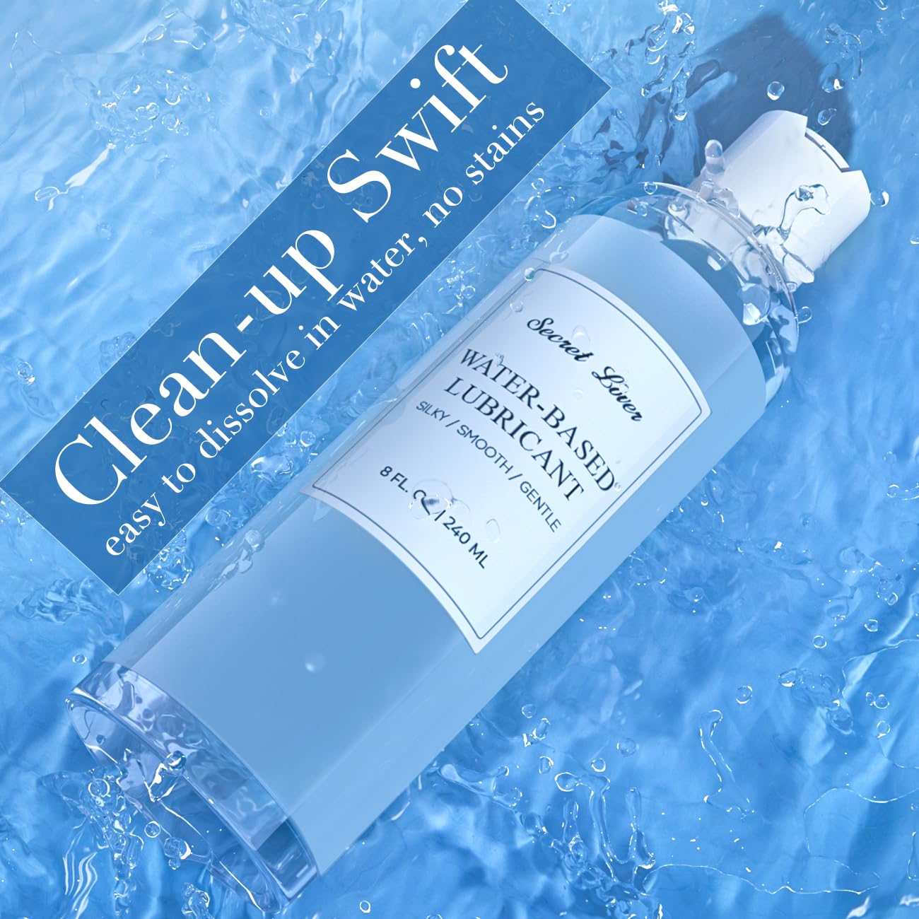 Secret Lover Water-Based Personal Lubricant, Silky Smooth Long-Lasting Lube for Women, Men, and Couples, Natural Ingredients Non