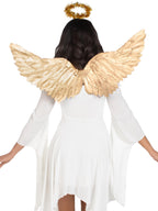 2 Pc Metallic Angel Wings And Tinsel Halo Headband.