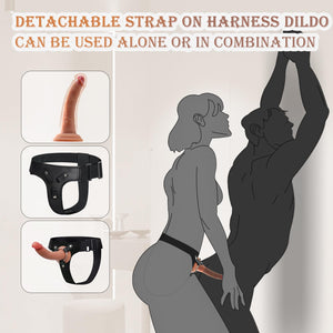 Strap on Dildo Harness Adult Sex Toys for Lesbian, Adjustable Soft Realistic Silicone Dildos with Strapon, Detachable G Spot Sti