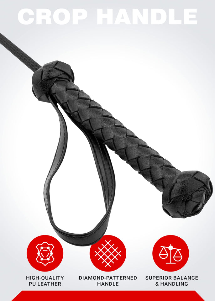 DERINODEM Spanking Crop for Sex Play BDSM Adult Small Leather Paddle Spank Fetish Toys 18''