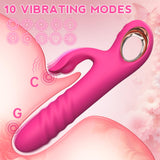 Thrusting Vibrator Sex Toy for Women - G Spot Vibrator Clitoral Stimulator Dual Rabbit Dildo Vibrator with 10 Powerful Vvibratio