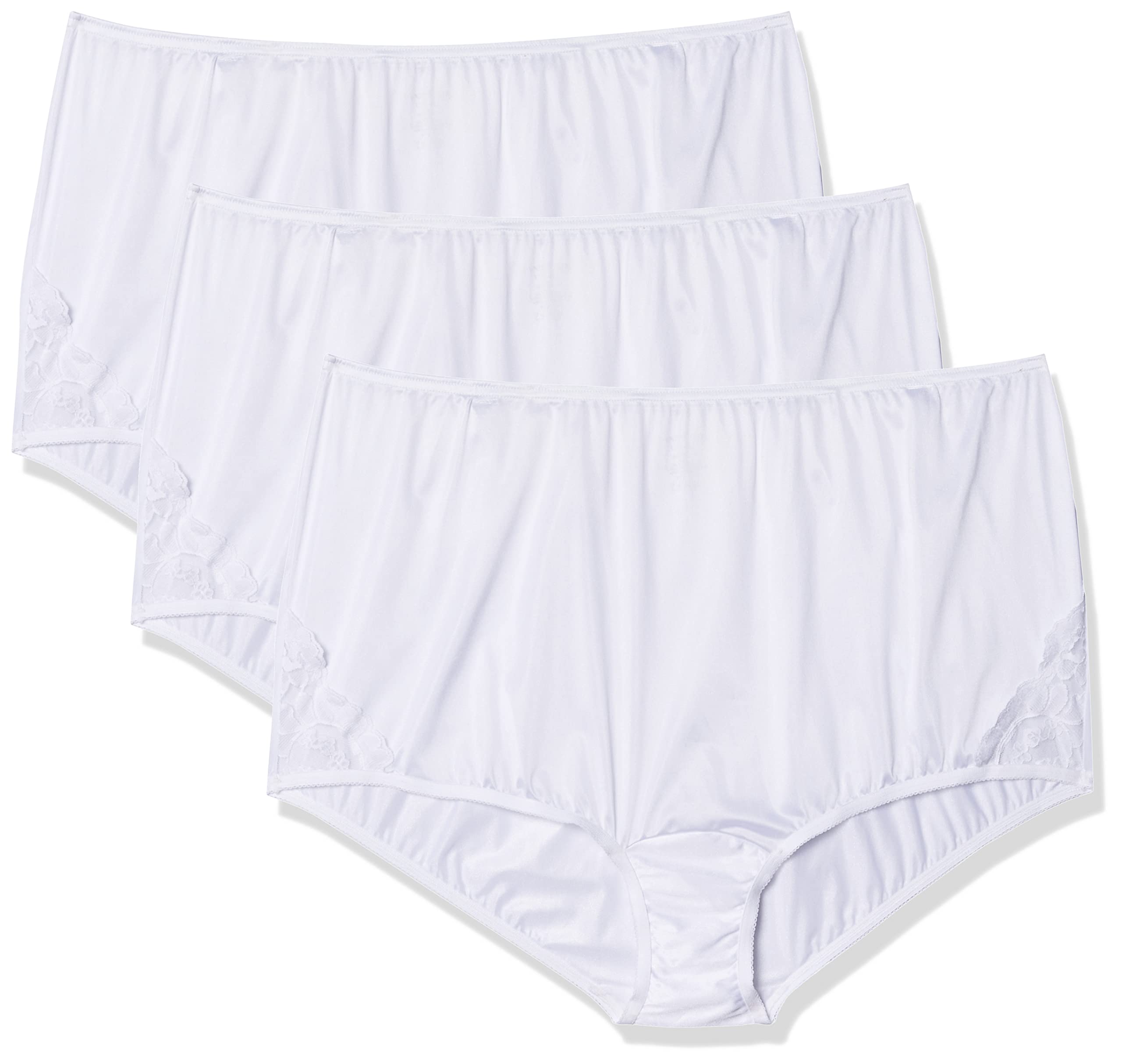 Vanity Fair Womens Perfectly Yours High Waisted Brief Panties, Lace Nouveau-3 Pack-Star White, 12