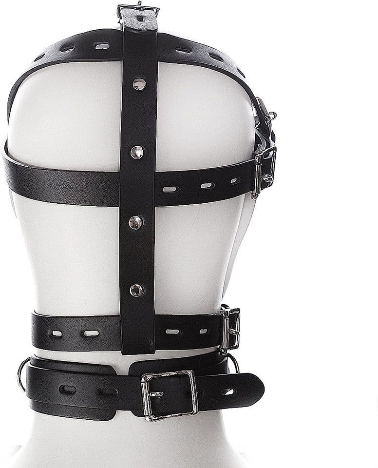 MFMYEE Bondage Mask With Gag Ball Hood,Adjustabale Y-Shape Restraint Head Harness Breathable Mouth Ball Leather Mouth Masks & Mu