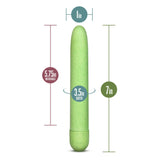 Blush Novelties Gaia Eco Plant-Based 7'' Slim Multispeed Vibrator in Green Made of Sustainable BioFeel Worlds First Plant Based