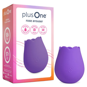 plusOne Rose Toy Vibrator for Women, Clitoral Stimulator Made of Body-Safe Silicone, Waterproof, USB Rechargeable and 10 Pulsing