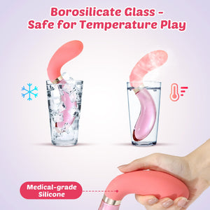 Vibrator Wand Sex Toy - Double Sided Dildo with Lighting Glass & Silicone Dildo 2 in 1 Adult Sex Toys, G spot Vibrator & Clitora