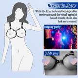 BDSM Breast Sex Bondage Restraints - B to D Cup Boobs Leather Sexy Harness for Women Body, BDSM Kit Chest Restraints Bra Binding