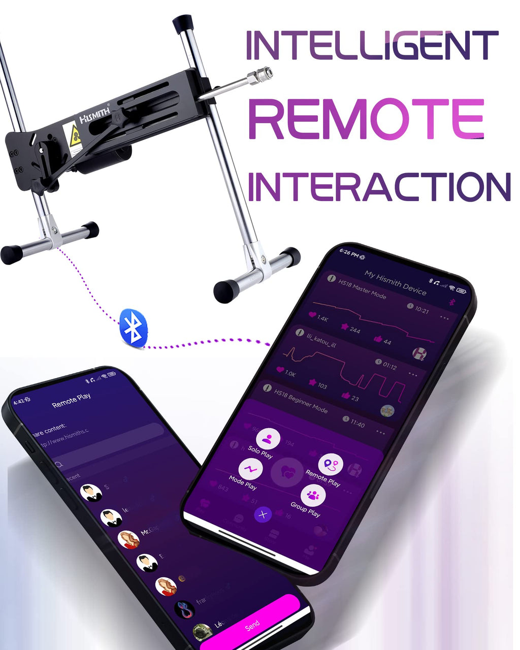 Hismith Premium Sex Machine Device, APP Remote Control Adult Sex Toy, with KlicLok System Connector, with Silicone Dildos and Ma