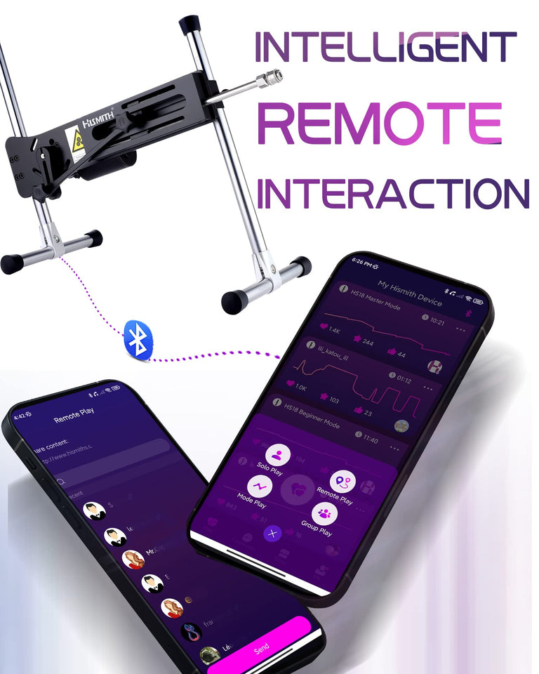 Hismith Premium Sex Machine Device, APP Remote Control Adult Sex Toy, with KlicLok System Connector, with Silicone Dildos and Ma