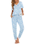 Ekouaer Pajamas for Women Set 2 Piece Lounge Set Short Sleeve Pjs Joggers Long Pants Sleepwear with Pockets