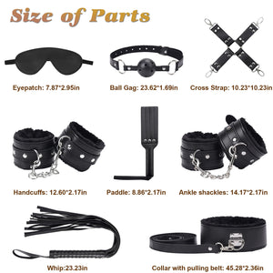 BDSM Kit Sex Bondage Restraints Toys: Upgrade 11PCS Sets with Adjustable Handcuffs Collar Ankle Cuff Blindfold Feather Tickler A