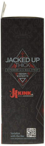 Kink By Doc Johnson Jacked Up Extender With Ball Strap - Thick - Internally Textured Tpe Penis Extension Sleeve - Adds Length An