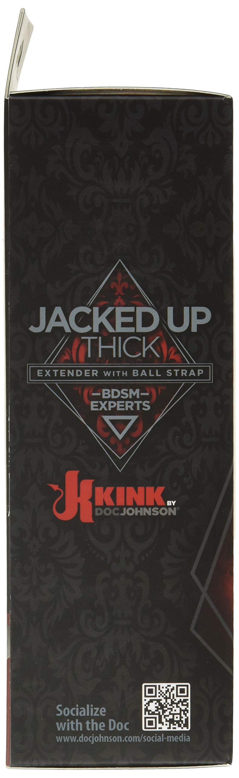 Kink By Doc Johnson Jacked Up Extender With Ball Strap - Thick - Internally Textured Tpe Penis Extension Sleeve - Adds Length An