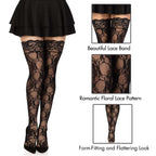 Stay Up Floral Lace Thigh Highs O/S Black