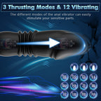 Thrusting Anal Vibrator Prostate Massager - Dual Cock Ring Anal Toy Butt Plug With 3 Thrust & 12 Vibration Modes, Remote Control