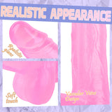 8.2 Inch Realistic G-spot Dildo, Pink Transparent Safety Material, Strap On Compatible Dildos, Lifelike Fake Penis with Strong S