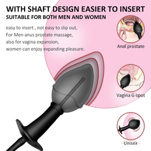 New Silicone Inflatable Anal Plug with Solid Shaft in The Center Body-Safe Silicone Anal Balloon Pump with Quick-Release Valve R