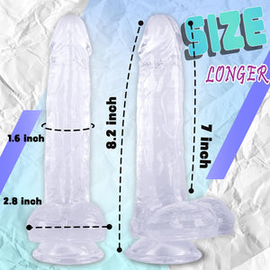 8.2 '' Long G-spot Dildo, Body Safe Material, Lifelike Skin-Touching Feeling, Powerful Suction Cup Dildo for Hands-Free Play & A