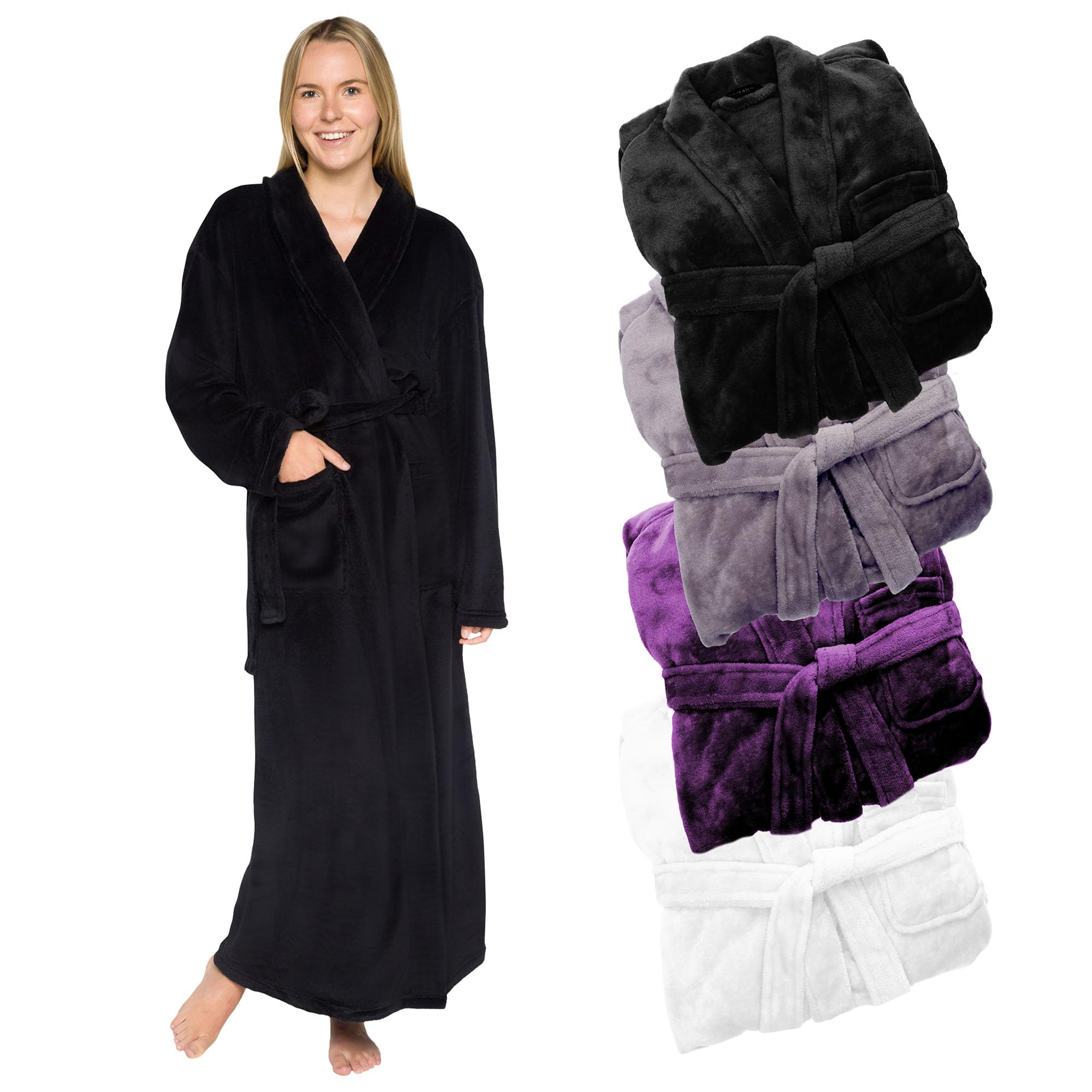 Silver Lilly Womens Plush Fleece Fluffy Long Bathrobe, Great Gift for Mothers Day, Grandma, Daughter, Sister, Wife, Friend - Sm