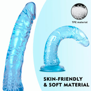 7.9 ' ' Blue Soft Realistic Dildo, Jelly Dong Stimulator with Strong Suction Cup for Hands-Free Play, Lifelike Penis Adult Sex T