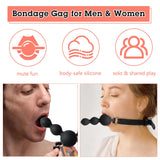 BDSM Ball Gag Sex Play, Bondage Gags & Muzzle with Beads, Silicone Mouth Gag with Removable Leather Straps, Sex Gag Face Dildo K