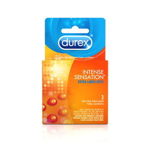 Condoms Durex Intense Sensation Dotted Condom 3 Ct Ultra Fine & Lubricated With Dots For Intense Pleasure Hsa Eligible