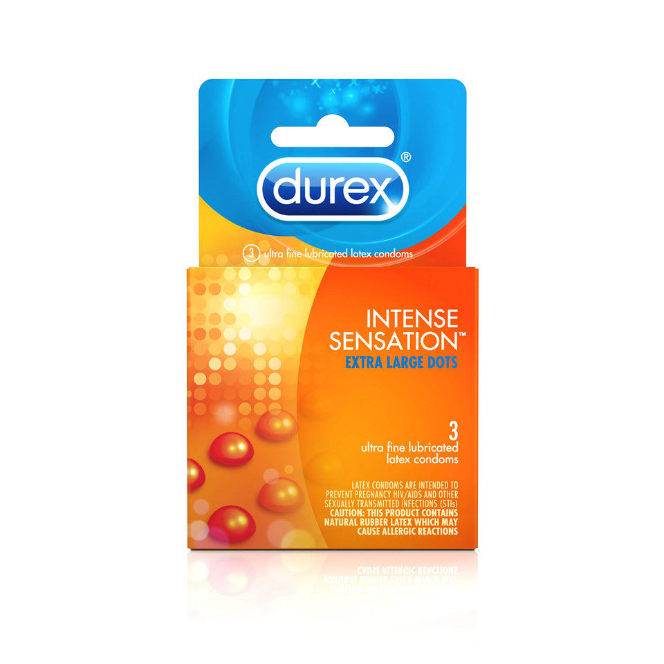 Condoms Durex Intense Sensation Dotted Condom 3 Ct Ultra Fine & Lubricated With Dots For Intense Pleasure Hsa Eligible