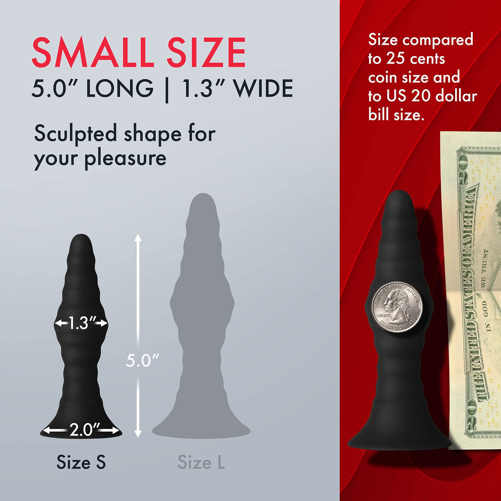 Forto Vibe Ribbed Plug W/Remote Sm Blk