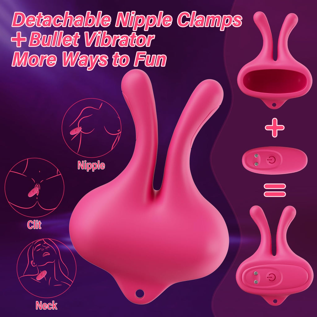 Nipple Toys Vibrator Sex Toys - Vibrating Nipple Clamps Women Sex Toys with 9 Vibration Modes, Magnetic Nipple Stimulation Recha