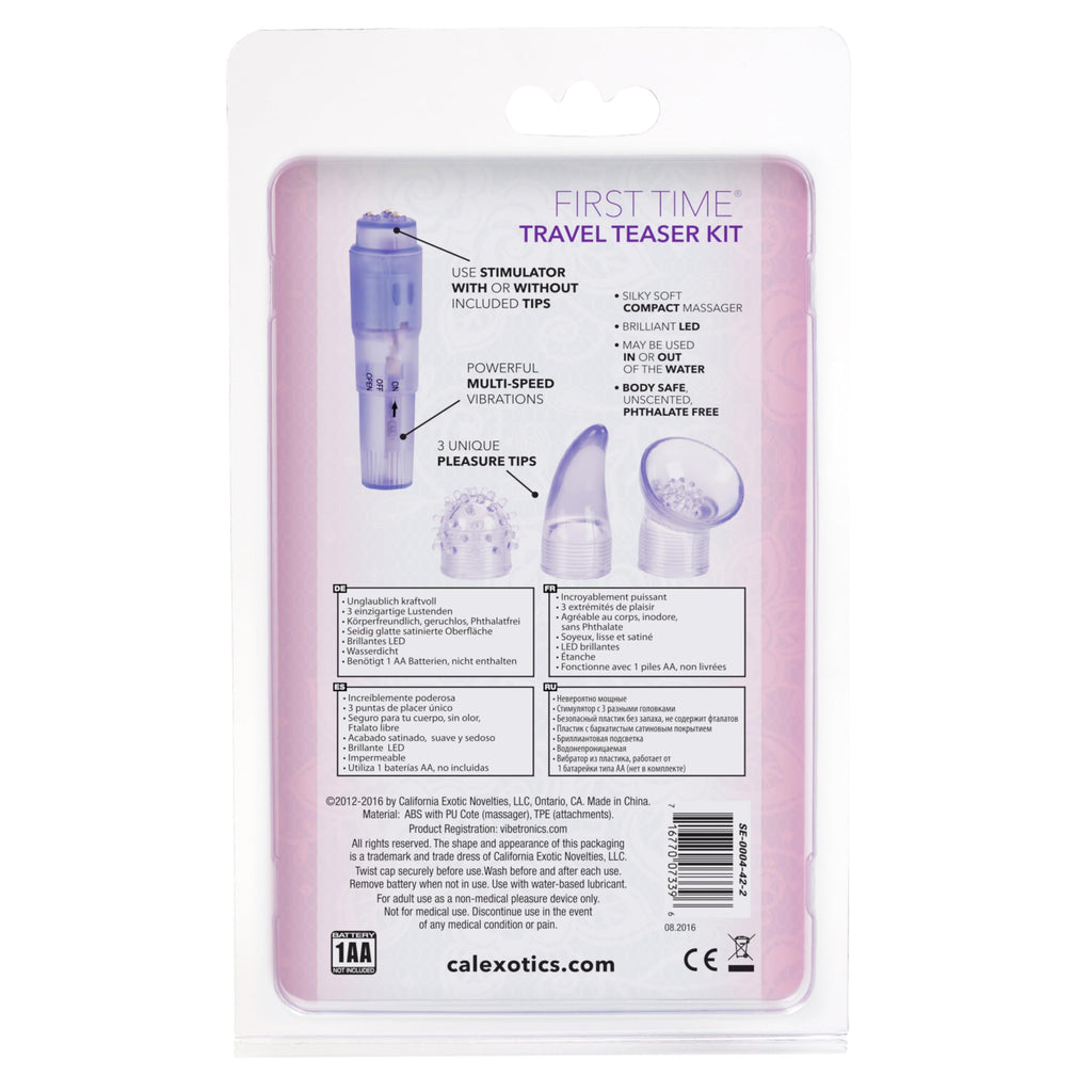 Calexotics First Time Travel Teaser Kit - Waterproof Bullet Vibrator - Adult Toys For Couples - Wireless Pocket Massager With Pleasure Tips - Purple