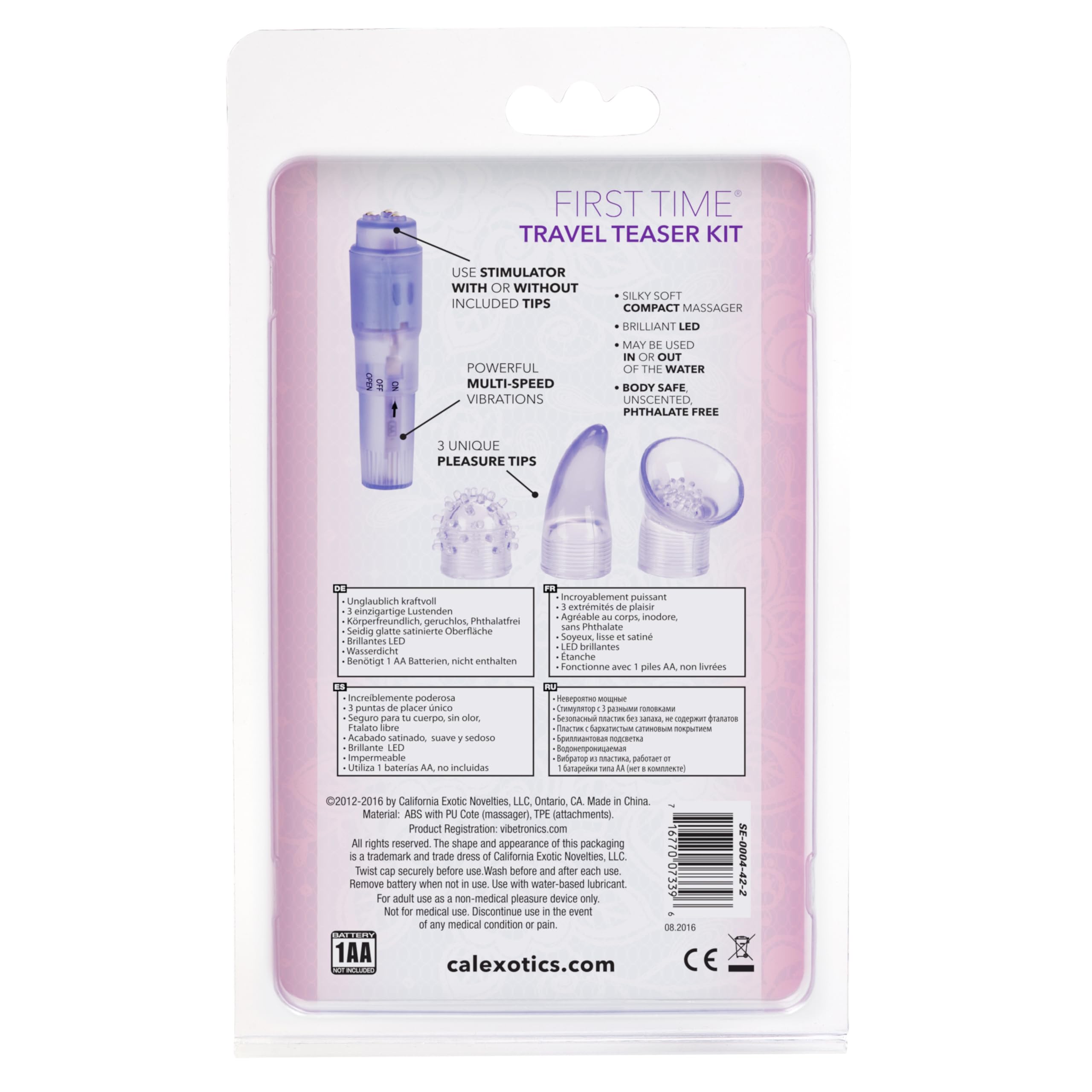 Calexotics First Time Travel Teaser Kit - Waterproof Bullet Vibrator - Adult Toys For Couples - Wireless Pocket Massager With Pleasure Tips - Purple