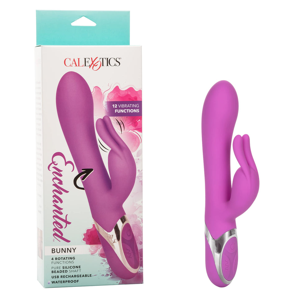 Calexotics Enchanted Bunny Massager - Waterproof Vibrator Toys For Couples - Adult Sex Clitoral G Spot Rabbit Massager - Purple