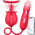 Rose Sex Toy for Womens Sex - 3in1 Upgrade Rose Sex Stimulator for Women with 7 Tongue Licking & 3 Thrusting Vibrator Dildo Adul