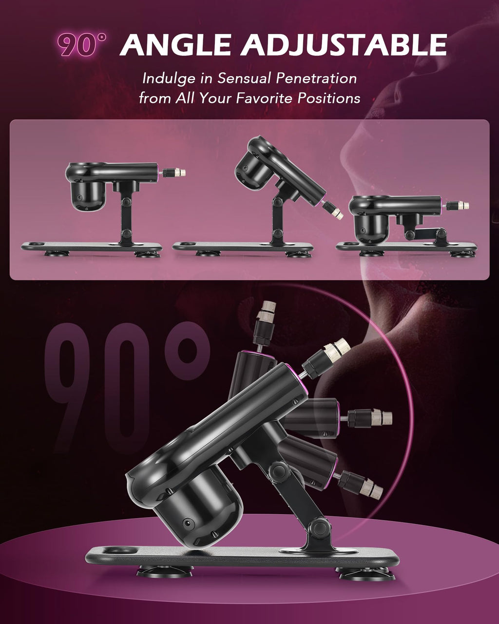 SENSUA Automatic Thrusting Dildo Machine with 7 Attachments & Remote Control - Black Adult Sex Toy for Couples & Masturbation