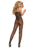 Rose Lace Bodystocking - O/S - Black