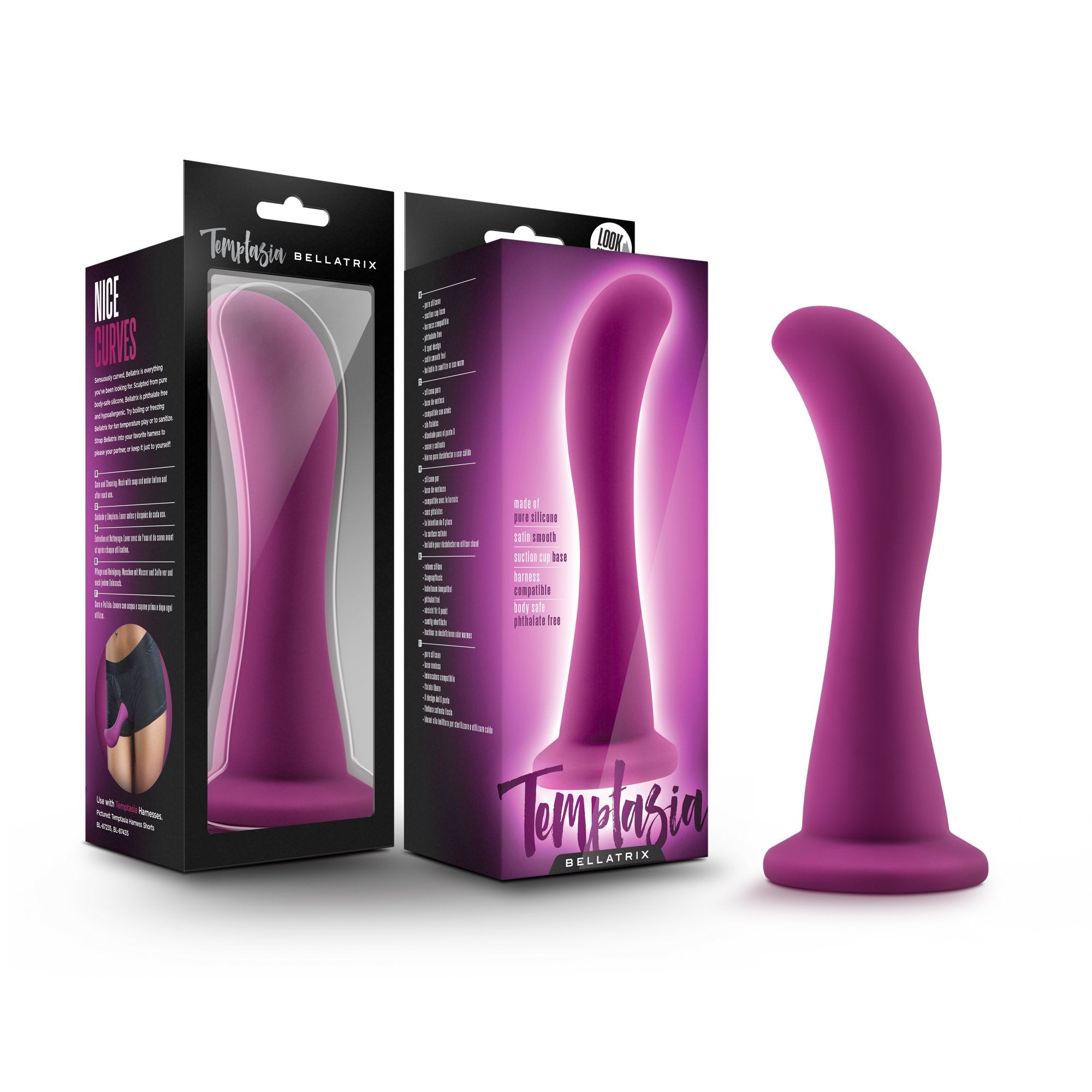 Blush Temptasia Bellatrix 6.25 Realistic Curved Plum Dildo, G-Spot & Prostate Massager, Suction Cup, Strap-On Compatible, Platin