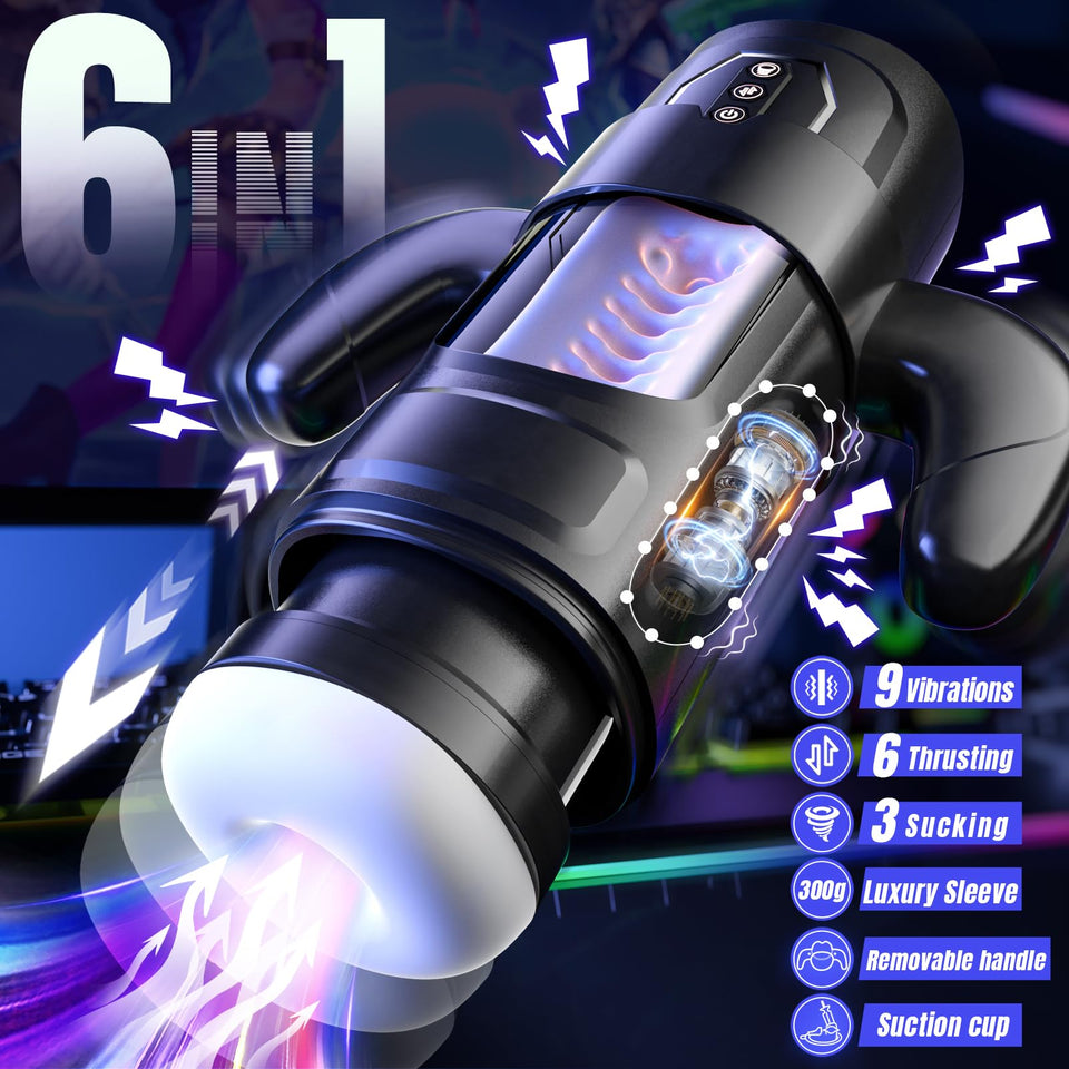 Cafatop Male Masturbator Sex Toys- Electric Men Sex Toys with 6 Thrusting & 3 Suction, Automatic Sucking Male Masturbation Cup w